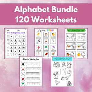 Paquete de aprendizaje del alfabeto ABC, 120 hojas de trabajo de seguimiento para el reconocimiento de letras, divertidos imprimibles educativos para regalos de niños