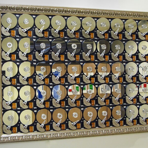 Ryan McIntosh Original Wall Sculpture - Computer Hard drives - Signed, UNIQUE. RISD Providence RI Artist