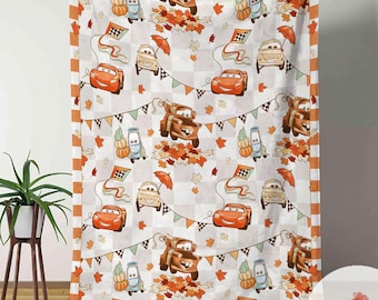Fall Vibes Disney cars character blanket, Lightning McQueen Tow Mater Blanket, Disney cars Autumn blanket, Birthday Boy Girl gift blanket