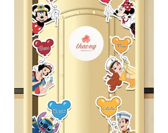 All characters Disney Cruise Line balloon magnet, Mickey Minnie Toy Story Princess Stitch Family Cruise vacation magnet,Stateroom Door Decor