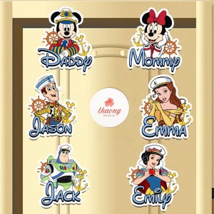 All characters Disney Cruise Line magnet, Mickey Minnie family Cruise vacation magnet,Disney Wish Dream Magic Wonder fantasy Treasure magnet