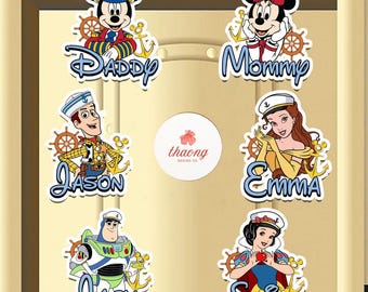All characters Disney Cruise Line magnet, Mickey Minnie family Cruise vacation magnet,Disney Wish Dream Magic Wonder fantasy Treasure magnet
