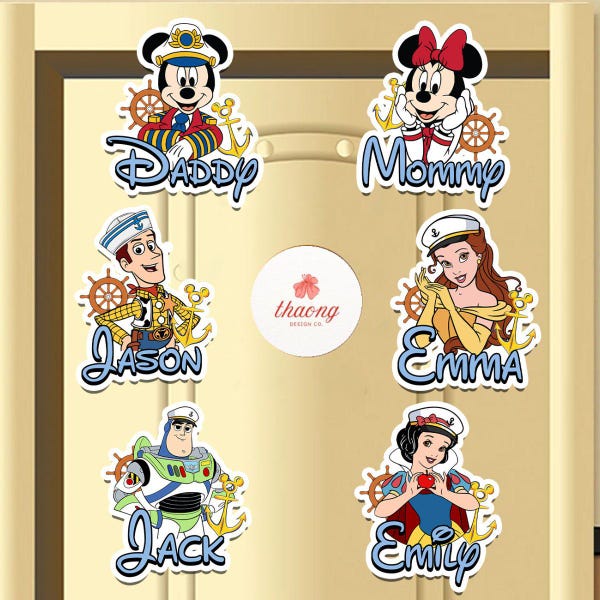 All characters Disney Cruise Line magnet, Mickey Minnie family Cruise vacation magnet,Disney Wish Dream Magic Wonder fantasy Treasure magnet