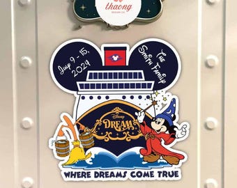 Personalized Disney Cruise Line magnet, Disney Wish Dream Magic Wonder Fantasy Treasure Cruise magnet, Family cruise door decor magnet