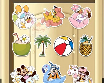 Summer vibes swimming float Disney Cruise Line magnet, Mickey & friends Family Cruise Beach vibe summer break magnet Disney Wish Dream Magic