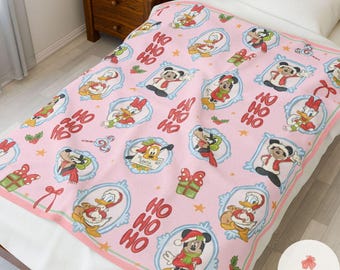 Christmas Mickey & friends Disney blanket, Mickey Santa Claus Ho Ho Ho Blanket, Disney Christmas blanket, Birthday Girl Boy gift blanket