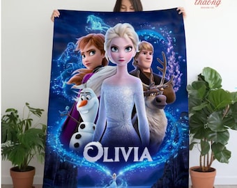 Personalized Disney Frozen blanket, Elsa Anna Olaf Frozen Blanket, Disney Princess blanket, Birthday Girl gift, Baby Blanket gift for her
