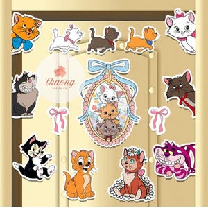 All characters Cats Disney Cruise Line magnet, Disney cats lover family Cruise vacation magnet, Marie The Aristocats Cheshire Figaro magnet