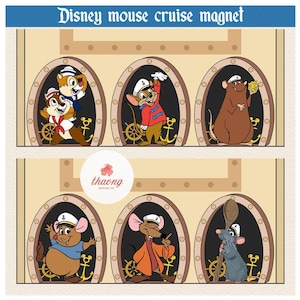 Personalized Disney Mouse Porthole Cruise magnet, Gus Gus Jaq Chip n Dale Timothy Cruise vacation magnet Door Decor, Funny Cruise magnet