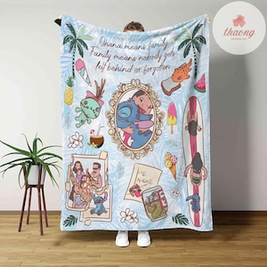 Lilo & Stitch Disney blanket, Ohana means family Stitch Disney Blanket, Birthday Girl gift blanket, Birthday boy blanket gift