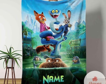 Manta personalizada de Zootopia, Judy Hopps y Nick Wilde, manta personalizada de Zootropolis, Disney, regalo de cumpleaños para niña y niño.