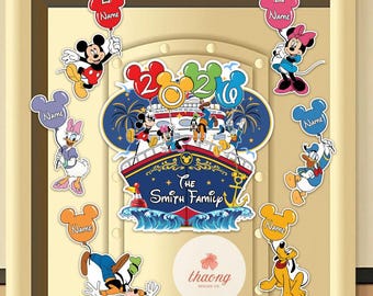 Personalized Disney Cruise Line balloon magnet, Mickey & friends Family Cruise vacation magnet, Cruise vacation 2026 magnet door decoration