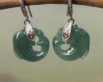 Guatemala Blue Jadeite Dolphin Earrings | Ocean Spirit