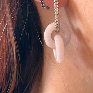 Certified Pink Lavender Burmese Jadeite Interlocking Circle Earrings｜连环