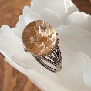Celestial Garden — White Garden Quartz Adjustable Ring in 925 Silver