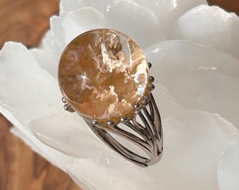 Celestial Garden — White Garden Quartz Adjustable Ring in 925 Silver