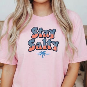 Stay Salty PNG, Retro Groovy Beach Sublimation, Palm Tree Line Art, Summer Vibes PNG, Fun Beach Quote, Digital Download