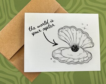 graduation card / world is your oyster / class of 2026 / gift for graduate / high school graduation / college graduation / blank card