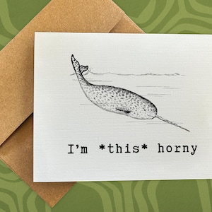 anniversary card / i&#39;m *this* horny / greeting card for him / for her / romantic card / funny anniversary card /  funny card / blank card