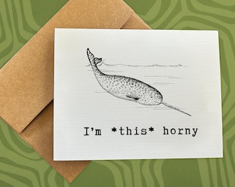 anniversary card / i'm *this* horny / greeting card for him / for her / romantic card / funny anniversary card /  funny card / blank card
