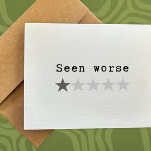 birthday card / seen worse / funny birthday card / just because card / snarky card / sarcastic card / for him / her / friend / blank card