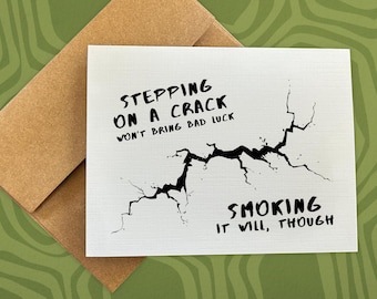 sobriety card / stepping on a crack / just because card / soberversary / dark humor / adult card / one year sober / na recovery