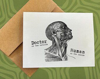 new doctor graduation card / doctor on the outside - human on the inside / gift for doctor / medical school / graduation 2026