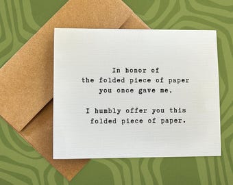 thank you card / cardception / snarky card / funny card / quirky card / thank you gift / minimalist card / all occasion carad / blank card