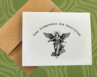 wedding card / your sleepovers are sanctified / funny wedding card / gift for bride / for groom / christian card / religious / marriage card