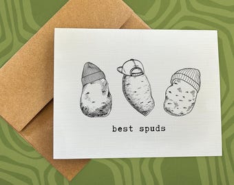 funny greeting card / best spuds / greeting card for her / for him / potato lover / friendship card / blank card