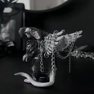 RAT ANGEL, 3d pet copy, rat portrait, rat figurine, polymer clay mouse, pet replica, rat toy, rat lover gifts, chainmail, alt