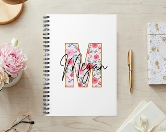 Personalized Initial Notebook - Custom Name Spiral Journal, monogrammed gift