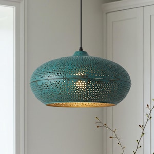 Green Patina Light, Ceiling Dome Pendant Lamp, Hanging Lamp, Hammerd Copper Dome Light, Industrial Copper Light, Rustic chandelier