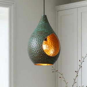 Oxidized Copper Dome Hanging Light ,Industrial Modern Copper lamp Patina,Dome Copper Pendant Lamp, Ceiling Dome Lamp,Farmhouse Pendant Light