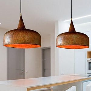 Set of 2 Oxidized pendant Copper Patina Light,Copper Patina Lamp, Hanging Pendant Lighting, Kitchen Island Lighting, Ceiling Light Fixture