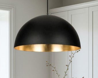 Handmade Black Patina Brass Dome Pendant Light - Moroccan Style