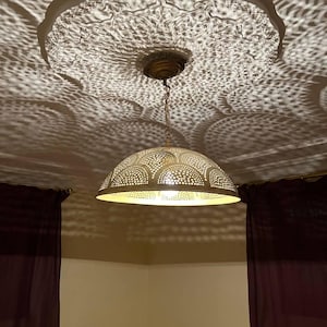 Brass Hanging Moroccan Lamp - Traditional Moroccan Pendant Light - Simple Brass Light Fixture — Moroccan Style Lamps