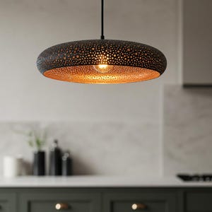 Hammered Dome Lamp, Moroccan Copper Ceiling DomeLamp, Chandelier Farmhouse Light, Handmade Pendant Light, Kitchen Island