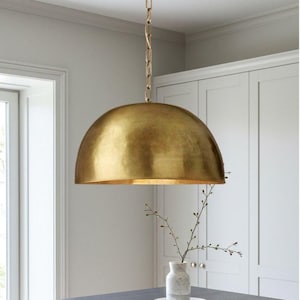 Hammered Antique Brass Dome Light Fixture, Handmade Pendant Light, Brass Oxide Ceiling Lamp, Solid Brass Dome, Moroccan Oxide Light .