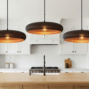 Hammered Dome Lamp, Moroccan Copper Ceiling DomeLamp, Chandelier Farmhouse Light, Handmade Pendant Light, Kitchen Island