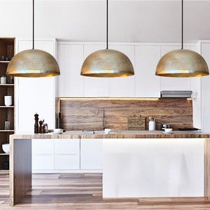 set of 3 Oxidized pendant Copper Patina Light,Copper Patina Lamp, Hanging Pendant Lighting, Kitchen Island Lighting, Ceiling Light Fixture.