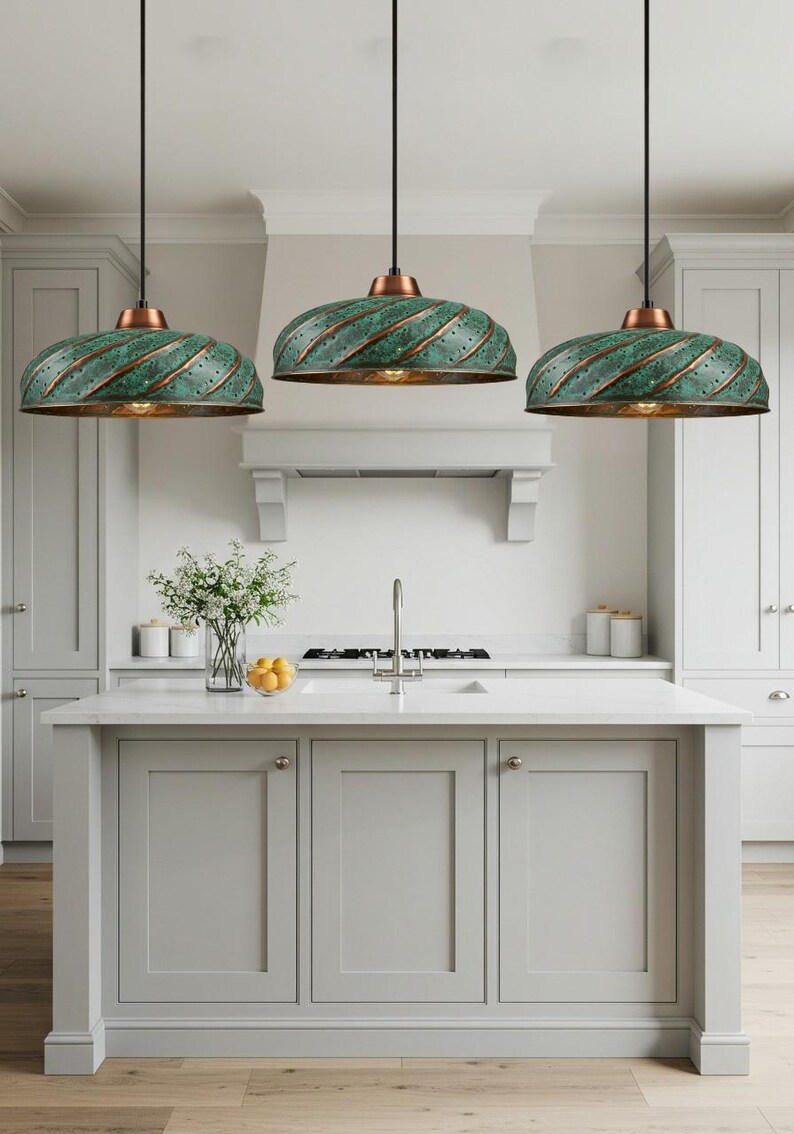 Handmade Oxidized Copper Dome Pendant Light: Farmhouse Kitchen Lighting ...