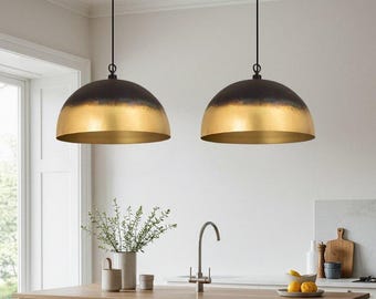 Set med 2 taklampor i kopparpatina: Oxiderad köksö