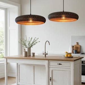 Hammered Dome Lamp, Moroccan Copper Ceiling DomeLamp, Chandelier Farmhouse Light, Handmade Pendant Light, Kitchen Island