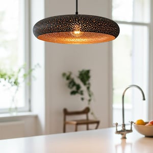 Hammered Dome Lamp, Moroccan Copper Ceiling DomeLamp, Chandelier Farmhouse Light, Handmade Pendant Light, Kitchen Island