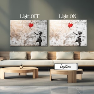 Printed, Banksy Wall Art, Large Canvas, Banksy Girl Canvas Art, Girl Graffiti Wall Hanging, Home Decor Canvas, 3D Canvas,