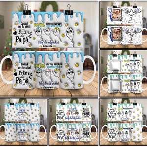 6 Funny sperm for Father's Day, Customizable sublimation mug templates Png