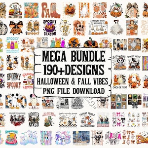 190+Retro Halloween & Fall Vibes Png Bundle, Halloween Coquette Png, Spooky Season Png, Fall Png, Halloween Mama Png