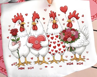 Valentine's Day Farm Chickens Png, Valentine Farm Hen Boy Girls Farm Png