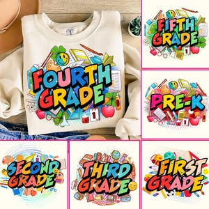 School Grade Bundle PNG, Back to School, School Grade Level Png, Happy First Day Of School, School Png, Retro School Png